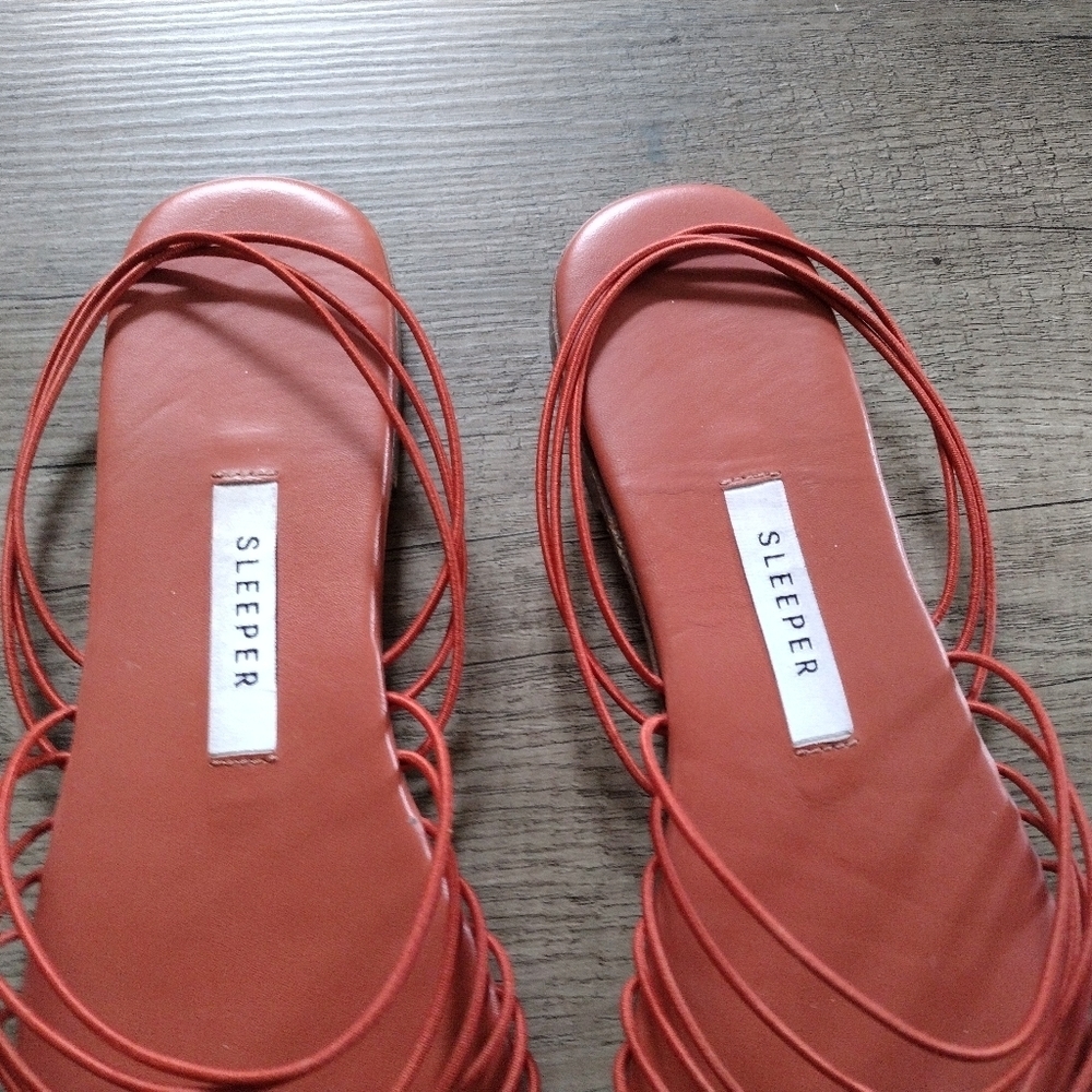 SLEEPER Macaroni Strappy Sandals Rust Orange 40 US 10 - Picture 4 of 6